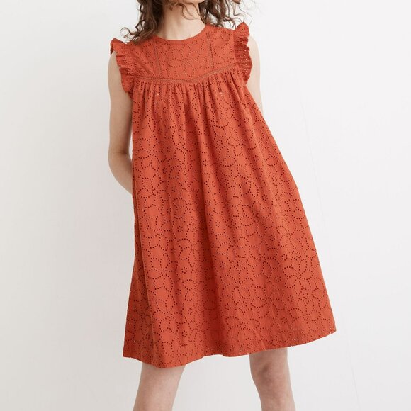Madewell Dresses & Skirts - Retro Floral Eyelet Ruffle-Sleeve Mini Swing Dress